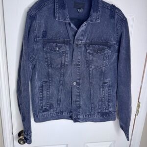 Forever 21 Men's Distressed Denim Jacket in Dark gray/black wash